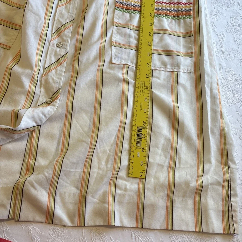 Vtg Grannycore Nightie House Dress Pearl Snap Colorful Embroidered‎ Pockets 60s